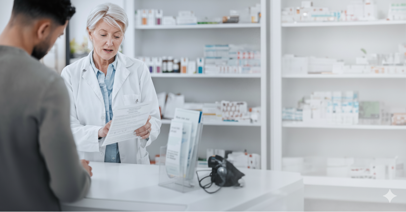 Une pharmacienne soutenant 